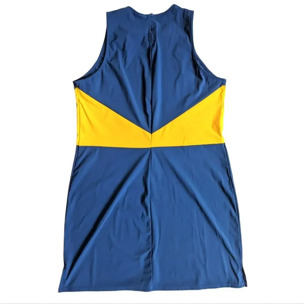 Flagpole Swim NYC Designer Colorblock Navy Yellow Beach Swim Dress Cover Up